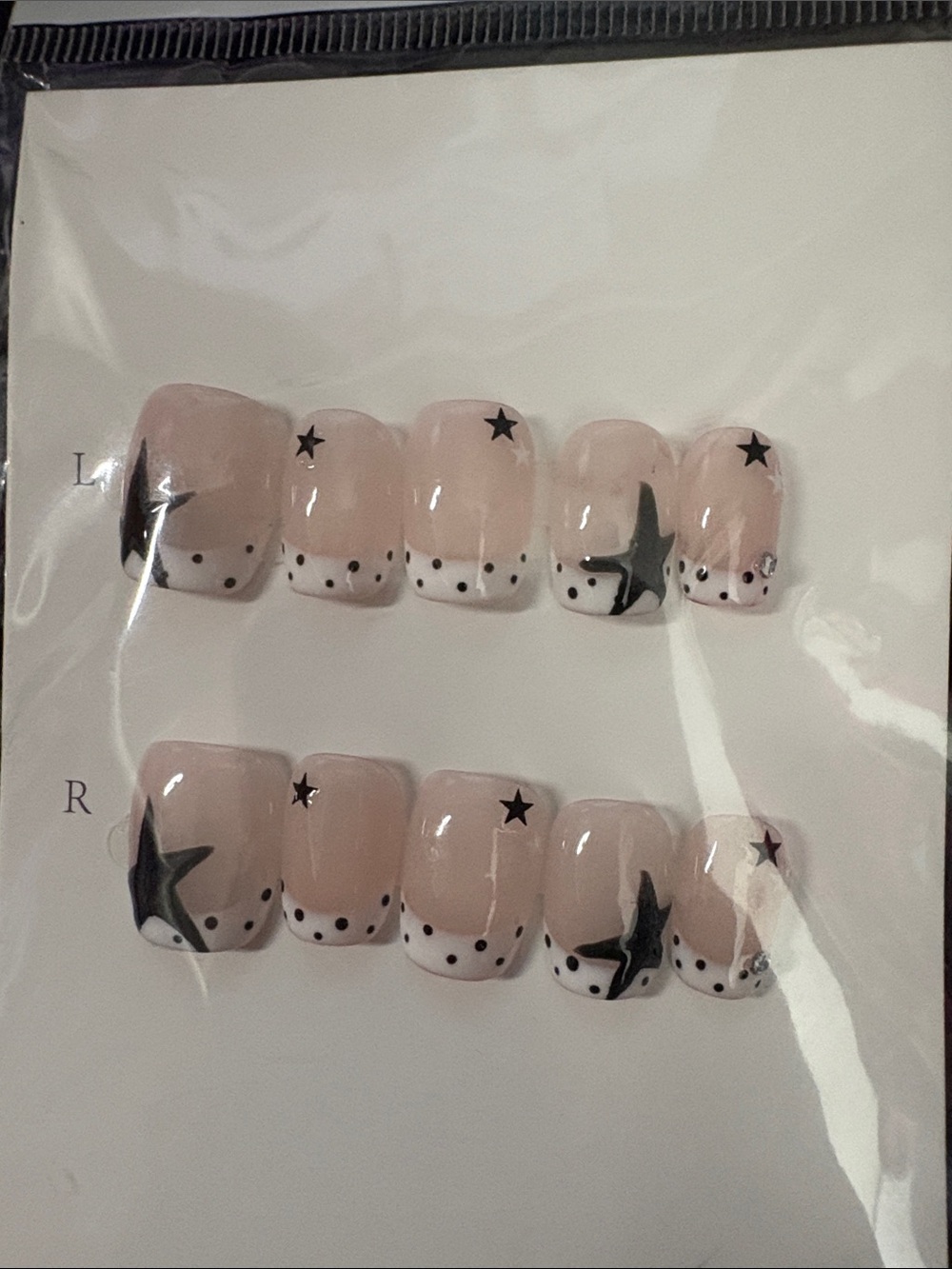 Nude Pink Star & Polka Dot Press-On Nails